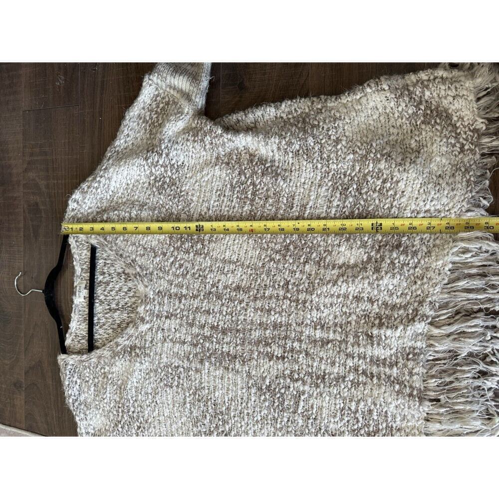 Umgee Cream Mocha Fringe Chunky Fuzzy Cozy Knit Sweater Size M/L - Picture 5 of 6